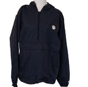 -- Black Pullover Windbreaker with Paw Print